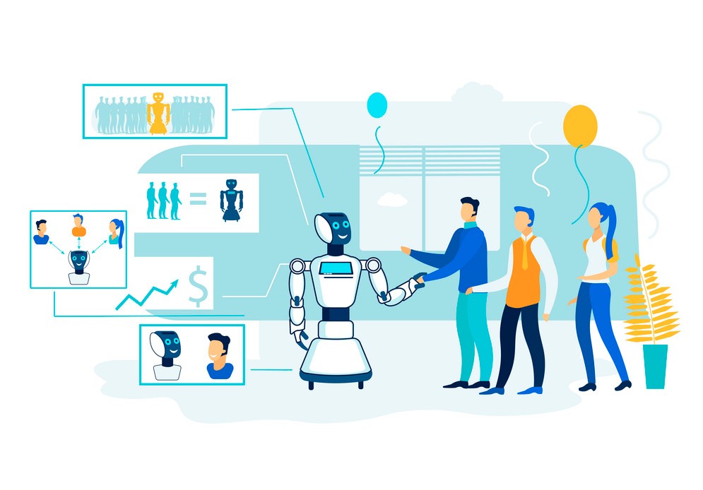 Robot Artificial Intelligence Processing. Meeting.